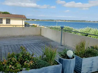 Terrasse mit Meerblick der Ferienwohnung Wattkieker in Wittdün auf Amrum