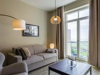 Ferienwohnung Ostseeglück Ostseebad Wustrow ZweiWasser Alte Seefahrtschule Wohnzimmer