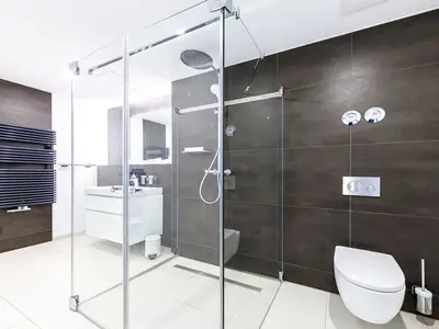 Ferienwohnung Strandidylle Ostseebad Wustrow Badezimmer mit ebenerdiger Dusche