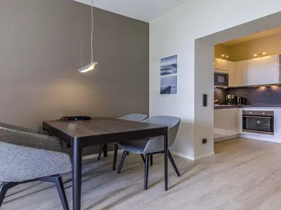 Ferienwohnung Sonnenblume Ostseebad Wustrow gemütliches Wohnzimmer mit separaten Esstisch