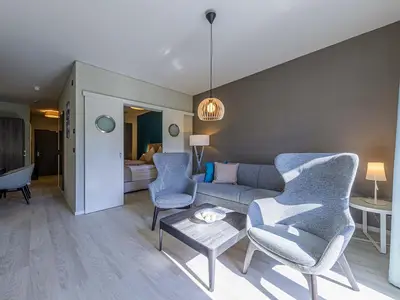 Ferienwohnung Wiesenkieker Ostseebad Wustrow ZweiWasser Alte Seefahrtschule Wohnzimmer