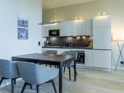 Ferienwohnung Panorama-Utkiek Seefahrtschule Wustrow mit moderner Küche