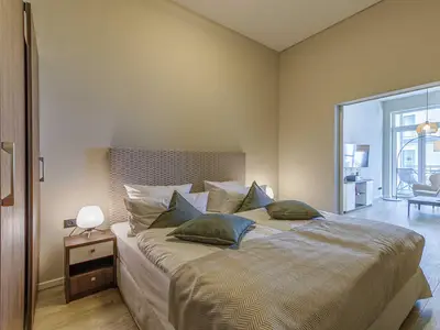 Ferienwohnung Ostseemöwe Ostseebad Wustrow Schlafzimmer mit großem Bett