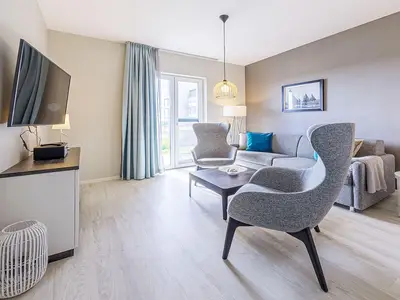 Ferienwohnung Waterkant Ostseebad Wustrow ZweiWasser Alte Seefahrtschule Wohnbereich