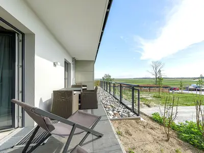Ferienwohnung Waterkant Ostseebad Wustrow ZweiWasser Alte Seefahrtschule Sonnenterrasse