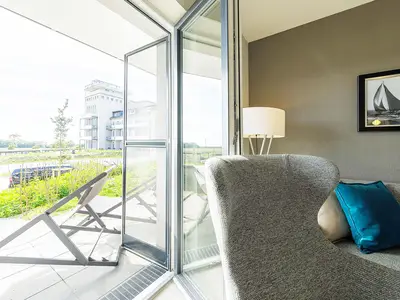 Ferienwohnung Waterkant Ostseebad Wustrow ZweiWasser Alte Seefahrtschule Terrassenzugang