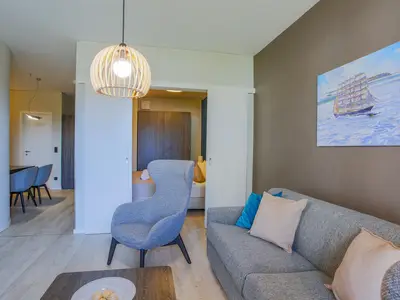 Ferienwohnung Boddenlümmel Ostseebad Wustrow ZweiWasser Alte Seefahrtschule Wohnzimmer