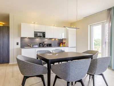 Ferienwohnung Boddenkieker Ostseebad Wustrow ZweiWasser Alte Seefahrtschule Essbereich