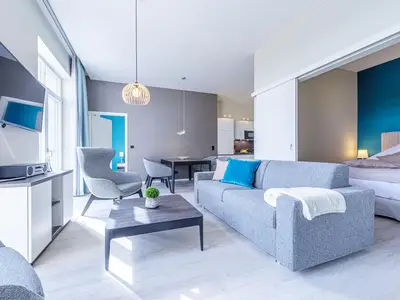 Ferienwohnung Ostseeperle Ostseebad Wustrow ZweiWasser Alte Seefahrtschule Wohnzimmer