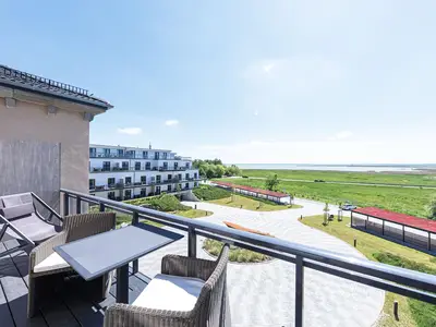 Ferienwohnung Ostseeperle Ostseebad Wustrow ZweiWasser Alte Seefahrtschule Balkon mit Wasserblick