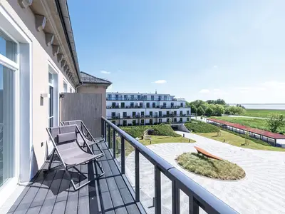 Ferienwohnung Wellenmeer Ostseebad Wustrow ZweiWasser Alte Seefahrtschule Balkon mit Weitblick