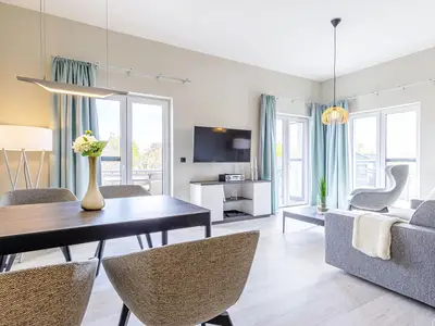 Ferienwohnung Vitus Bering Suite Ostseebad Wustrow ZweiWasser Alte Seefahrtschule Wohnzimmer