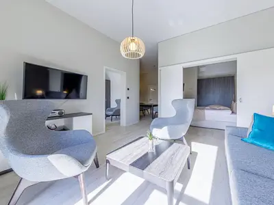 Ferienwohnung Vasco da Gama Suite Ostseebad Wustrow ZweiWasser Alte Seefahrtschule Wohnzimmer