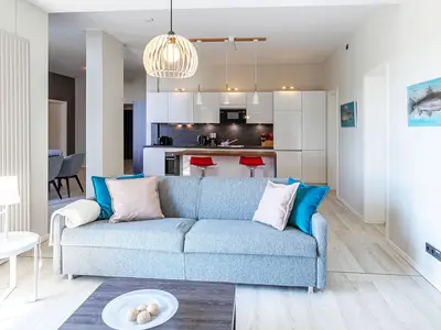 Ferienwohnung Welleneck Ostseebad Wustrow ZweiWasser Alte Seefahrtschule Wohnzimmer