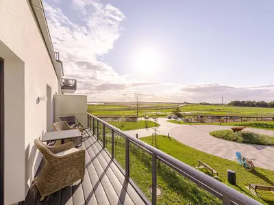 Ferienwohnung Ostseeblick Ostseebad Wustrow ZweiWasser Alte Seefahrtschule Balkon mit Ausblick