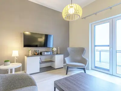 Ferienwohnung Ostseeblick Ostseebad Wustrow ZweiWasser Alte Seefahrtschule Wohnzimmer