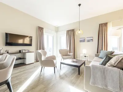 Ferienwohnung Störtebeker Suite Ostseebad Wustrow ZweiWasser Alte Seefahrtschule Wohnzimmer
