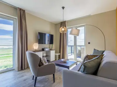 Ferienwohnung Boddenidylle Ostseebad Wustrow ZweiWasser Alte Seefahrtschule Gemütliches Wohnzimmer