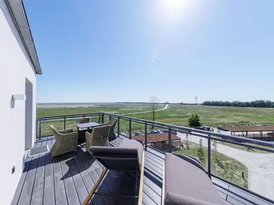 Ferienwohnung Boddenidylle Ostseebad Wustrow ZweiWasser Alte Seefahrtschule Balkon mit Weitblick