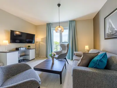 Ferienwohnung Boddensonne Ostseebad Wustrow ZweiWasser Alte Seefahrtschule Gemütliches Wohnzimmer