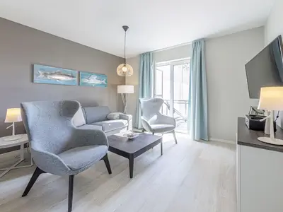 Ferienwohnung Boddenflair Ostseebad Wustrow ZweiWasser Alte Seefahrtschule Gemütliches Wohnzimmer