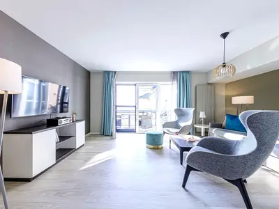 Ferienwohnung Ostseelounge Ostseebad Wustrow ZweiWasser Alte Seefahrtschule Wohnzimmer