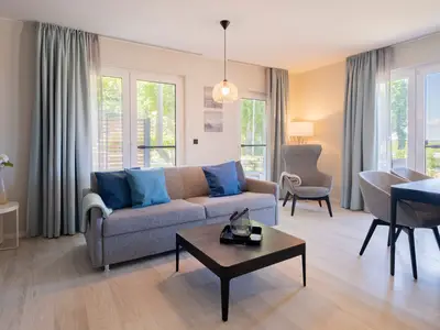 Ferienwohnung Seestern Wustrow offenes Wohnzimmer