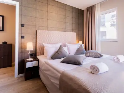 Ferienwohnung Seesinn Wustrow Schlafzimmer mit Boxspringbett