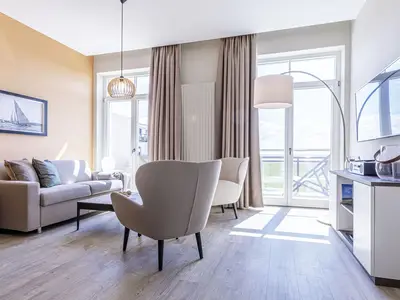 Ferienwohnung Ostseefeeling Ostseebad Wustrow ZweiWasser Alte Seefahrtschule Wohnzimmer