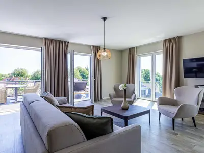 Ferienwohnung Boddendeck Ostseebad Wustrow ZweiWasser Alte Seefahrtschule Gemütliches Wohnzimmer