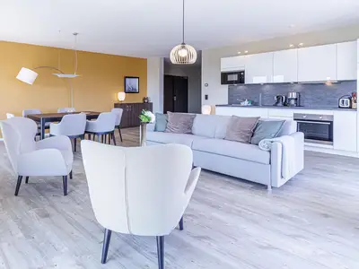 Ferienwohnung Boddendeck Ostseebad Wustrow ZweiWasser Alte Seefahrtschule Gemütliches Wohnzimmer