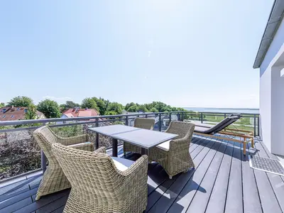 Ferienwohnung Boddendeck Ostseebad Wustrow ZweiWasser Alte Seefahrtschule Sonnenbalkon mit Weitblick