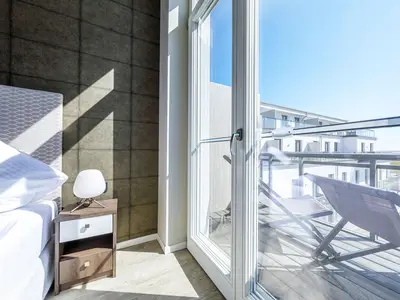 Ferienwohnung Ostseequartier Ostseebad Wustrow Schlafzimmer mit Balkon