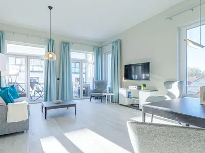 Ferienwohnung Käptenslounge Ostseebad Wustrow ZweiWasser Alte Seefahrtschule Wohnzimmer