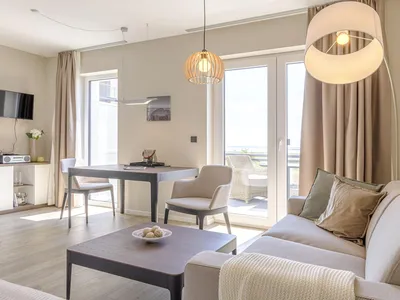 Ferienwohnung Kleine Strandoase Ostseebad Wustrow ZweiWasser Alte Seefahrtschule Gemütlicher Wohnbereich