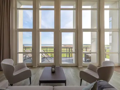 Ferienwohnung Mehr Meerblick Ausblick aus dem Wohnzimmer