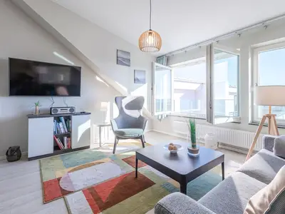 Ferienwohnung Seebadbrise Ostseebad Wustrow ZweiWasser Alte Seefahrtschule Wohnzimmer mit Wasserblick