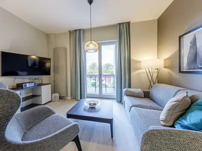 Ferienwohnung Boddenzeit Ostseebad Wustrow ZweiWasser Alte Seefahrtschule Wohnzimmer