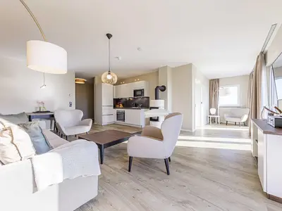 Ferienwohnung Sommersuite Ostseebad Wustrow ZweiWasser Alte Seefahrtschule Heller Wohnbereich