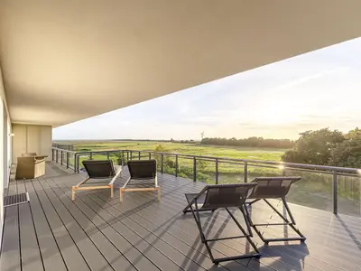 Ferienwohnung Strandblick Ostseebad Wustrow ZweiWasser Alte Seefahrtschule Traumahafter Balkon mit Weitblick