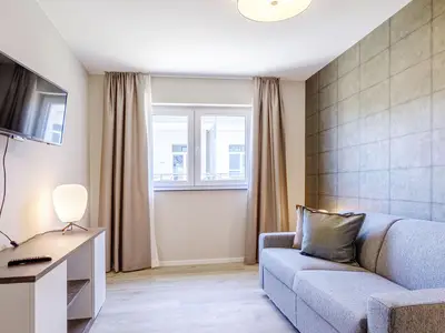 Ferienwohnung Große Strandoase Ostseebad Wustrow ZweiWasser Alte Seefahrtschule Gemütliches Sofa