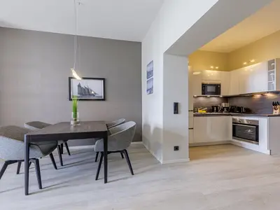 Ferienwohnung Sandwelle Ostseebad Wustrow ZweiWasser Alte Seefahrtschule Küche und Essbereich