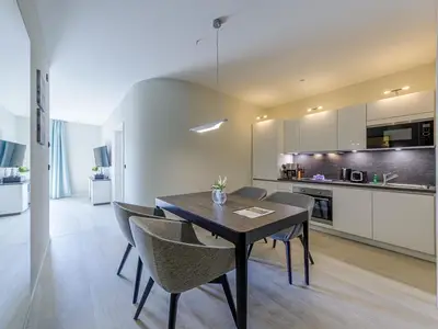 Ferienwohnung Wiesenkieker Ostseebad Wustrow - ZweiWasser Alte Seefahrtschule Essbereich