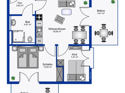 Ferienwohnung für 4 Personen (56 m²) in Wyk auf Föhr 8/10