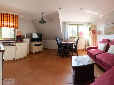 Ferienwohnung Fischland: Wohnzimmer.