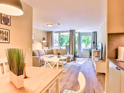 Ferienwohnung Meereswoge Zingst - Blick aus dem Küchenbereich