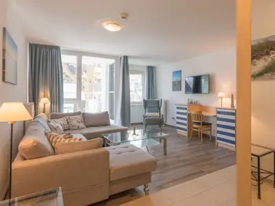 Ferienwohnung Leuchtturm Blick in den offenen Wohnbereich