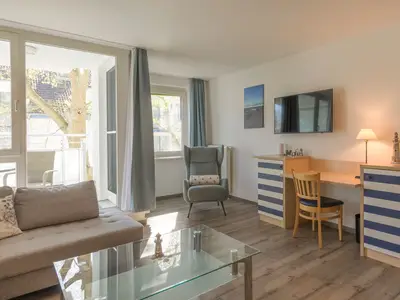Ferienwohnung Leuchtturm Arbeitsplatz im Wohnzimmer