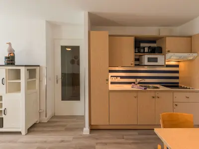 Ferienwohnung Sturmmöwe Blick auf die Küche