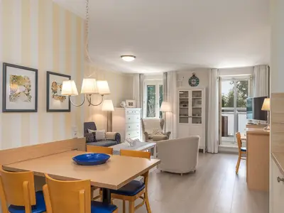 Ferienwohnung Dünensand Zingst Blick ins Wohnzimmer